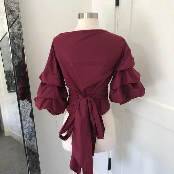 Burgundy wrap top - Picture 2 of 2